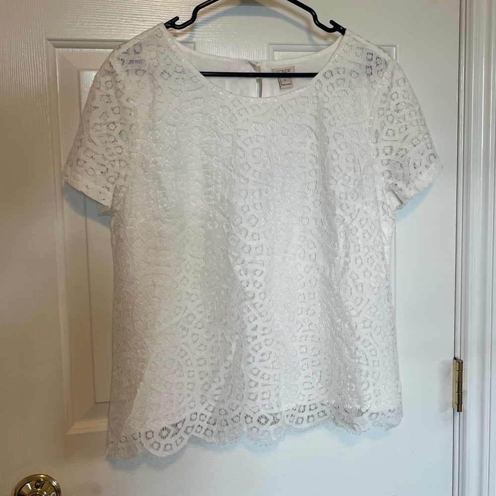 J. Crew White Lace Blouse